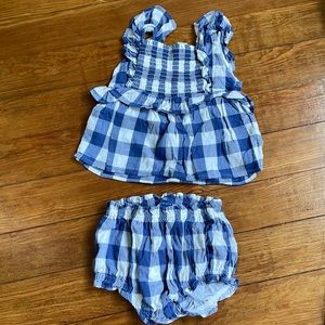 18-24 months baby girl two piece gingham bloomers